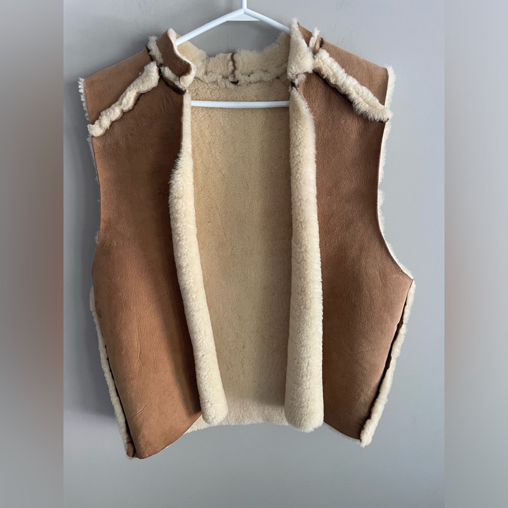 Blogger favorite scandi girl Vintage indian carver shearling vest